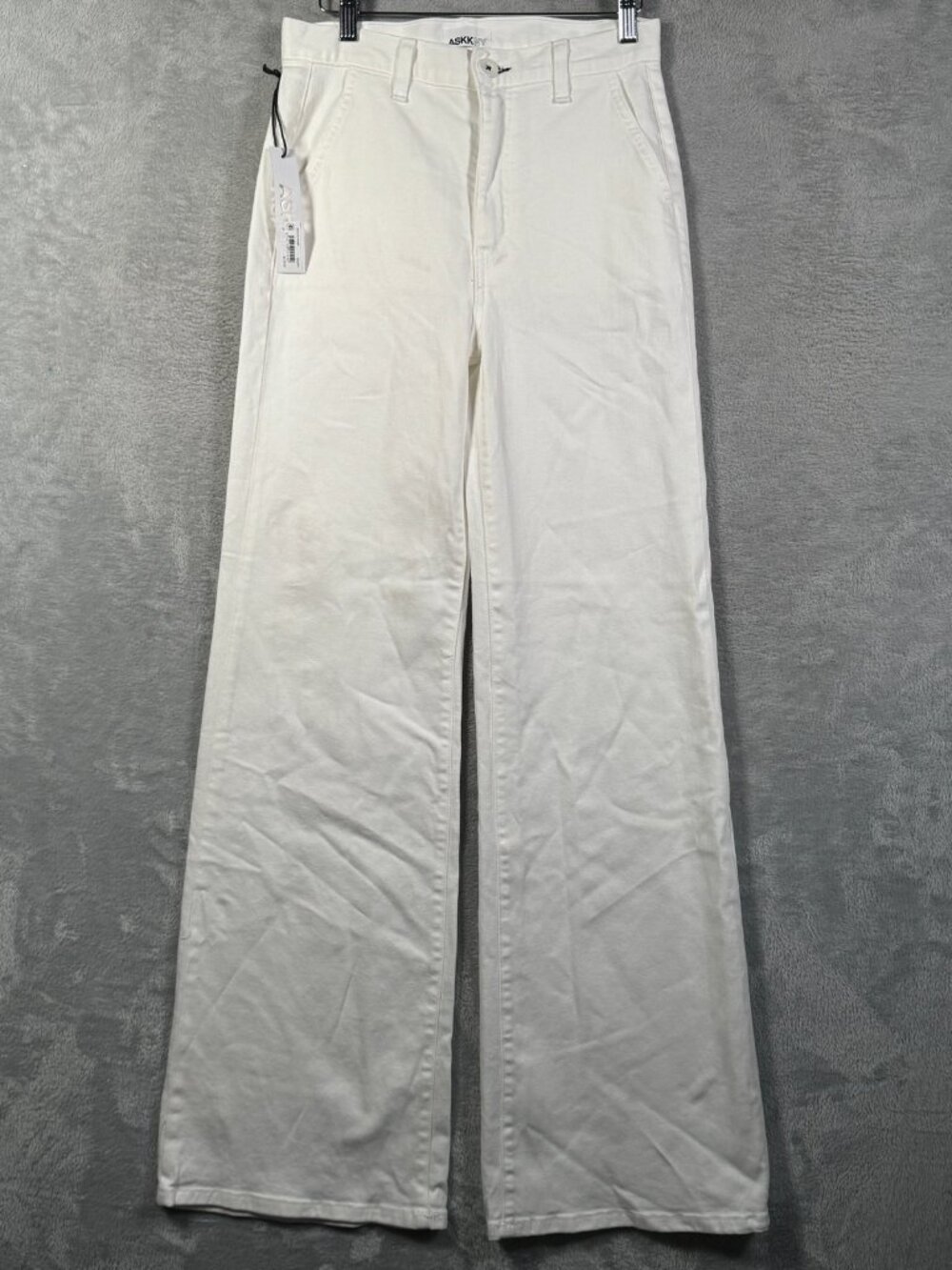 ASKK NY Jeans Womens 27 Ivory Brighton Trouser High Rise Wide Leg $275